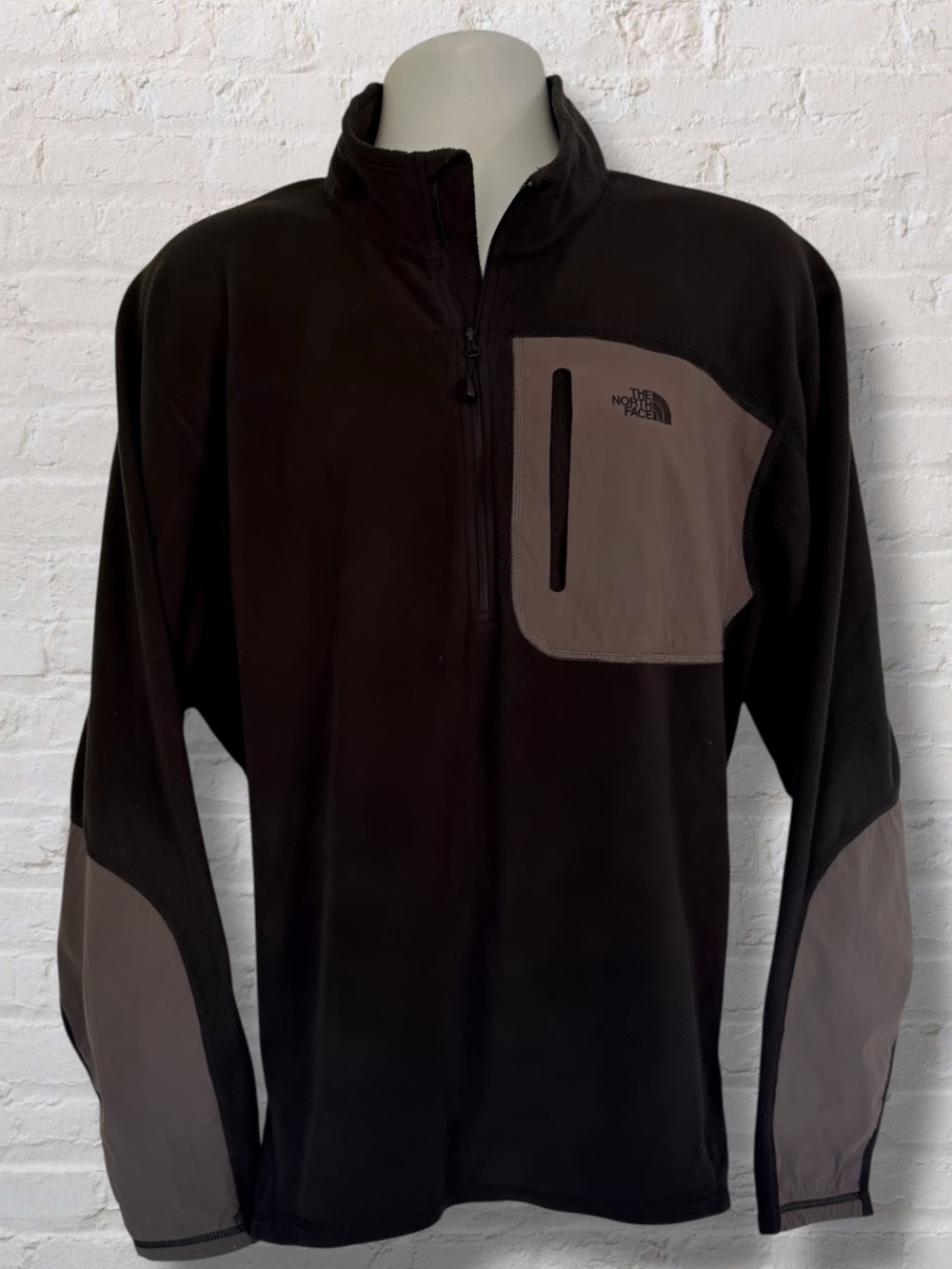 The North Face Men’s XXL Polartec Fleece Quarter Zip Pullover Black Gray